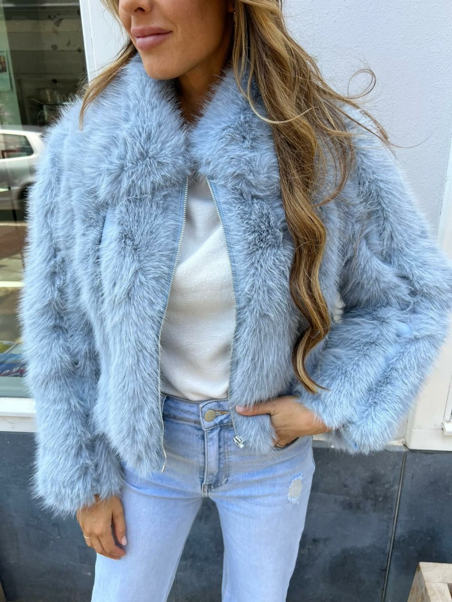 Kleding LOF Boutique Ivy Faux Fur Coat Baby Blue Lofsclothes
